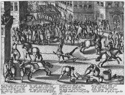 Execution of Francois Ravaillac, the assassin of King Henri IV, 1610 by German School